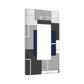 Navy Blue Gray 1 Gang Rocker/Decora Light Switch Cover Decorative Wall Switch Plates Abstract Art Wallplates GFCI Electrical Outlets Cover for Bedroom Bathroom Room Home Decor