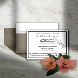 Mourning Papers by GUSTAV NEUSER 75 x Set of Mourning Single Cards DIN A6 + Mourning Envelopes DIN C6 With Black Mourning Frame 10.5 x 14.8 cm Printable Condolence Set for Thank You Mourning