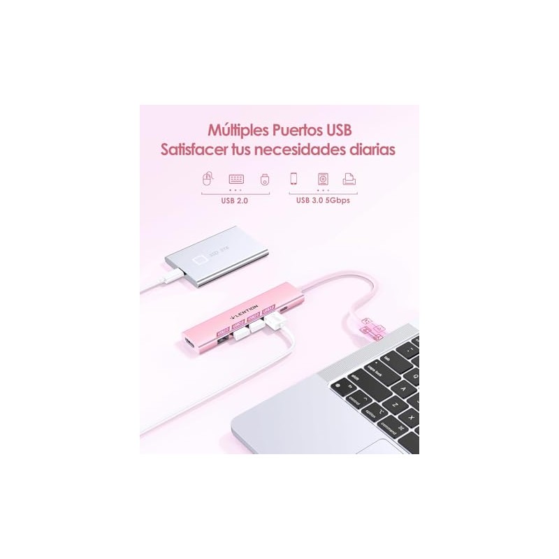 LENTION Hub USB C con HDMI 4K, PD 100W, USB-A