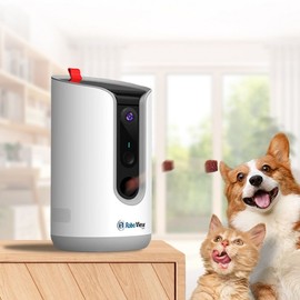 GlobalEYENET RoboView Pet Home CCTV Automatic Treat Dispenser IP Camera for Dogs & Cats RoboView PET + Genuine 64GB MLC SD Card