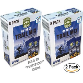 On the Go Trail Mix of Chocolate Gems, Peanuts, Raisins and Sunflower Kernels 2 Packs Each with 8 bags (Total 16 )