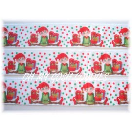 7/8 CHRISTMAS PRESENT HOLIDAY SHELF ELF GROSGRAIN RIBBON ELVES 4 HAIRBOW BOW