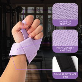 Cotton Hard Pull Wrist Lifting Straps Grips Band-Deadlift Straps with Neoprene Cushioned Wrist Padded and Anti-Skid Silicone - for Weightlifting, Bodybuilding, Xfit, Strength Training (Black)