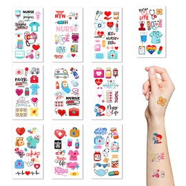Nurse Temporary Tattoos,10 Sheet Nurse Graduation Party Stickers Nurse Tattoo Gifts for Medical Rn Nurse Grad Themed Birthday Party Decorations Supplies