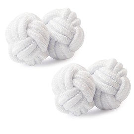 HONEY BEAR Silk Knot Cufflinks Fabric for Mens Shirt for Business Wedding Gift, 0.8cm, Cotton, no gemstone