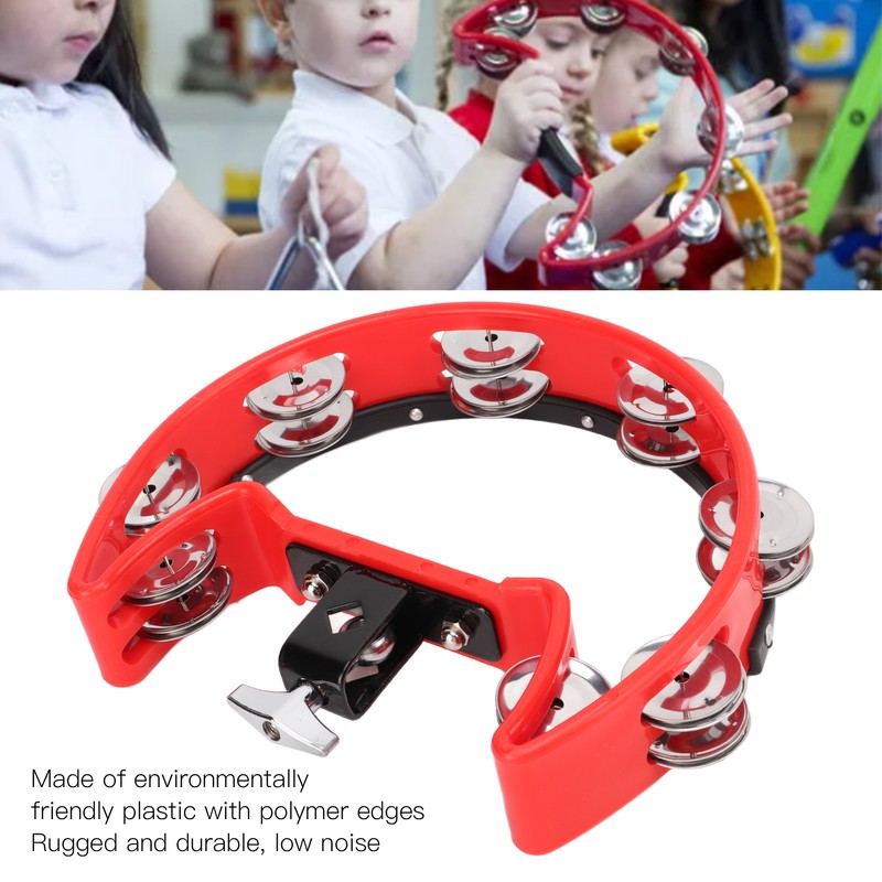 Tambourine Single Row Metal Jingle Bells Handheld Percussion Drum Instrument