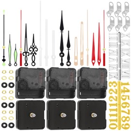 Keadic 6Pack High Torque Long Shaft Clock Movement Kit Contains Silent Sweep Motor Replacement, 6 Style Clock Hands, Numeral Scale for Repair DIY (Shaft Length 13 mm/ 0.51 Inches)
