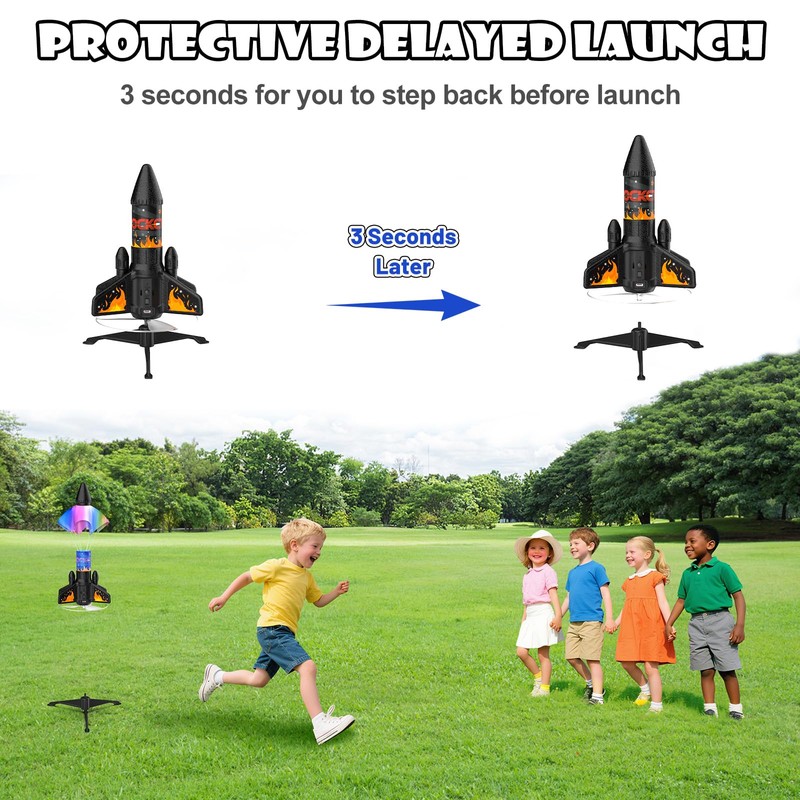 Ovaasy Rocket Launcher for Kids, 200 ft Self Launching Motorized