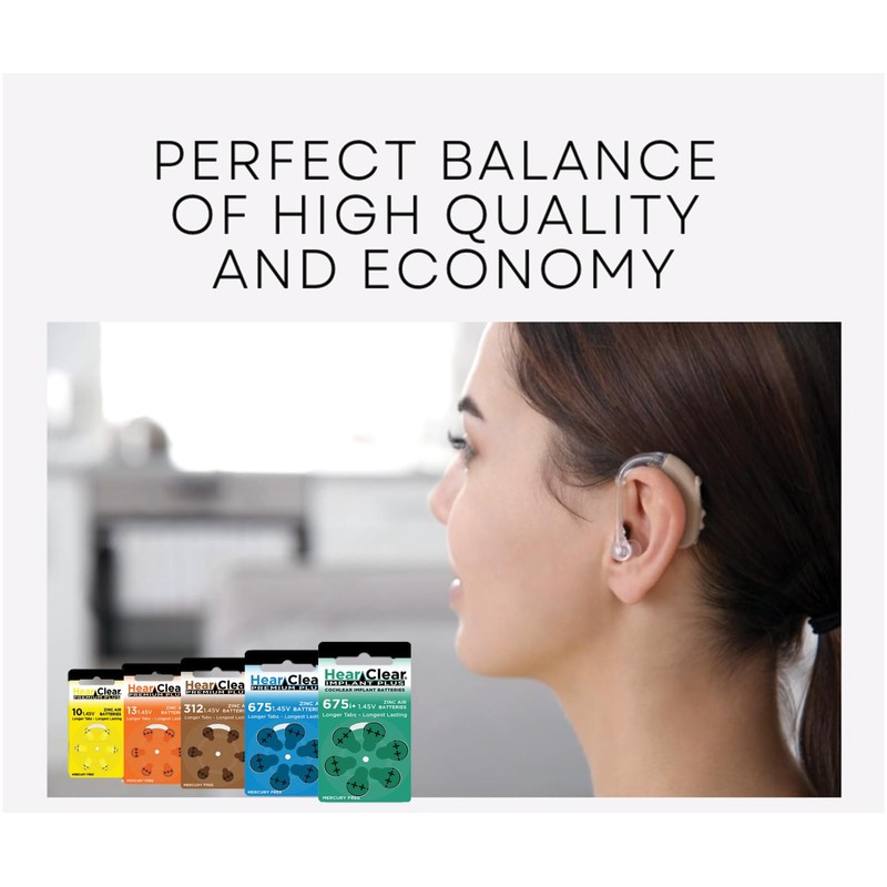HearClear Size 13 PR48 Hearing Aid Batteries Orange Tab (12