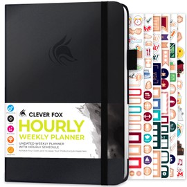 Clever Fox Planner - Weekly and Monthly Planner with Time Slots, Diary and Daily Planner to Increase Productivity, Undated, A5 (14 x 21 cm) Hardcover, Lasts 1 Year, Black