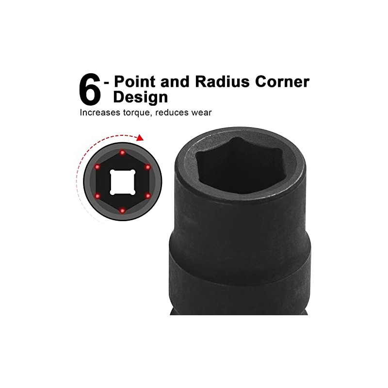 Jetech 22mm Deep Impact Socket Single - 1/2" Drive, 6-Point