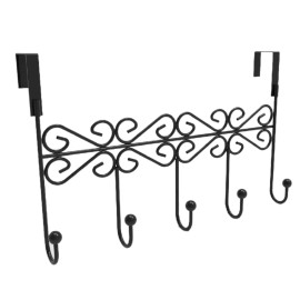 FixtureDisplays Over the Door Hook Rack Metal Hanger 5-Hook Clothes Hanger Hat Door Hanger