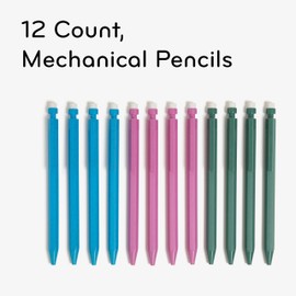 U Brands U-Eco Recycled Mechanical Pencils, Set of 12, Speckled Brights, Medium Tip (0.7 mm) Lead (6591U01-24)