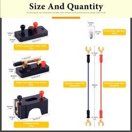 Rustark Kit de experimentos de circuito eléctrico de 20 piezas, incluye bombillas de base de tornillo, soporte de bombilla en miniatura, conector de alambre, soporte de batería D, materiales de circuitos de la serie DIY, kit educativo para el hogar