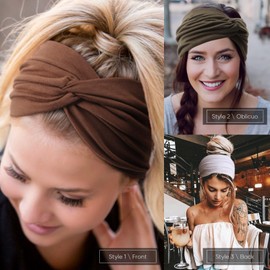 DRESHOW 6 Pack Wide Headbands for Women Extra Large Turban Headband Boho Head Wrap Elastic Hairbands Hair Twisted Knot Hair Accessories