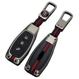 Otai Zinc Alloy Car Key Cover Case Compatible with Ford Focus Mk2 Mk3 Kuga Edge Ranger Mondeo Smart Shell Protector 3 Buttons (Silver Color B)