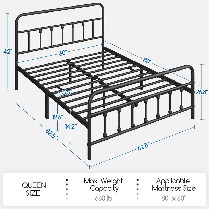 Yaheetech Classic Metal Platform Bed Frame Mattress Foundation with Victorian