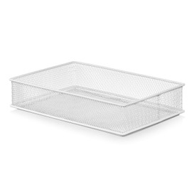 YBM Home White Mesh Drawer Cabinet and or Shelf Organizer Bins, School Supply Holder Office Desktop Organizer Basket (1, 6x9x2 Inch)