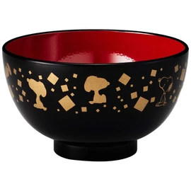 「 PEANUTS(ピーナッツ) 」 スヌーピー 和食器 筆唐草 塗 汁椀 直径10.5cm ブラック 611516 白