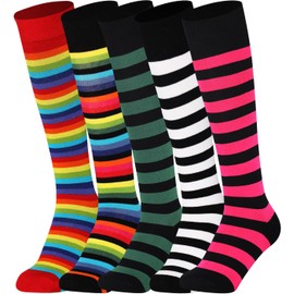 Mysocks® unisex knee high long striped socks with extra fine combed cotton - -