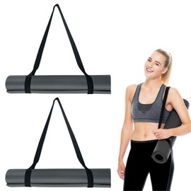 LUFFLOK 2 Pcs Yoga Mat Straps, Black Yoga Mat Straps For Women and Men, Yoga Mat Carrying Strap Sling, Adjustable Loops for all Mat Sizes Multipurpose Lightweight (Mat Not Included) (Black)