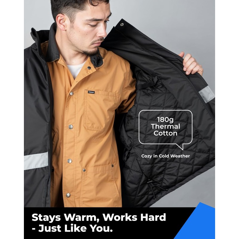 toolant Winter Safety Reflective Jacket for Men- Waterproof, High Visibility,