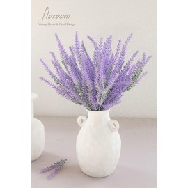 Floroom Floroom Artificial Purple Lavender, 4 Bushes Flocked Fake Lilac Flower for Wedding Bouquet DIY Table Centerpieces and Floral Arrangement Decoration