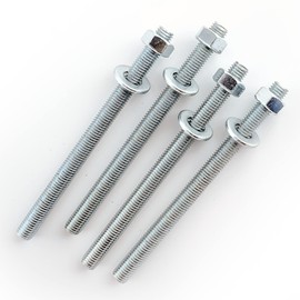 BAUQOO Threaded Rods M12 Certified Made of Steel 8.8 High-Strength Galvanised Pack of 4 Length 16.5 cm Nuts M12