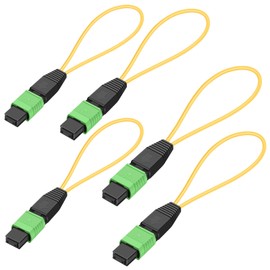 Buacoz 5-Pack MPO/APC Fiber Optic Loopback Tester Cable,Singlemode - 50/125μm MPO/24 Core Female, Fiber Optic Loopback Plug Adapter, for Testing Applications