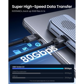 Silkland 80Gbps USB 4 for Thunderbolt 5 Cable 3.3FT/1M, up to 120Gbps Bandwidth for Dual 8K, 240W PD 3.1 Charging, Braided USB C Video Cable Compatible Thunderbolt 4/5, SSD, MacBook M4 Pro, Dock, eGPU