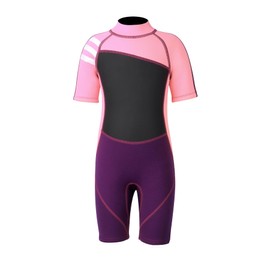 Kids Shorty Wetsuit, 2.5 mm Neoprene One-Pieces Swimsuits UV Protection Bathing Suits for Girls Boys Swimming Diving Snorkeling Surfing