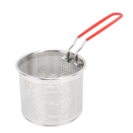 Deep Fryer Basket, Round Stainless Steel Deep Fryer Basket with Heat Resistant Handle, Kitchen Cooking Strainer Colander for Home Restaurant (16cm / 6.3in)