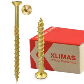 KLIMAS Torx Wood Screws, Chipboard Screws, Yellow, Countersunk Screws, Patio Screws, Universal Screws, Roof Construction Screw Set, 4 x 40 mm, Pack of 400