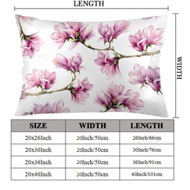 Tlovudori Spring Summer Bed Pillow Covers 20X26Inch, Pink Magnolia Blossom Wildflower Plant Floral Decorative Sleeping Pillow Covers Farmhouse Flower Cushion Cases for Couch Sofa Decor