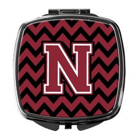 Caroline's Treasures Letter N Chevron Garnet and Black Compact Travel Mirrors, Multicolor