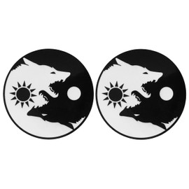 Papapatch Set 2 Wolf Yin Yang Sun Moon Day and Night Kung Fu Chinese Tao Balance Sign Fox Vinyl Window Laptop Wall Decor Decal Sticker (STK-Wolf-YIN-YANG-S2)