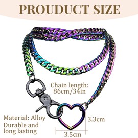 ZENGSING Punk Necklace Choker Heart Ring Pendant Necklace, Punk Goth Heart Ring Choker Vintage Waist Chain, Gothic Heart Choker Jewellery for Men Women, Metal, No Gemstone