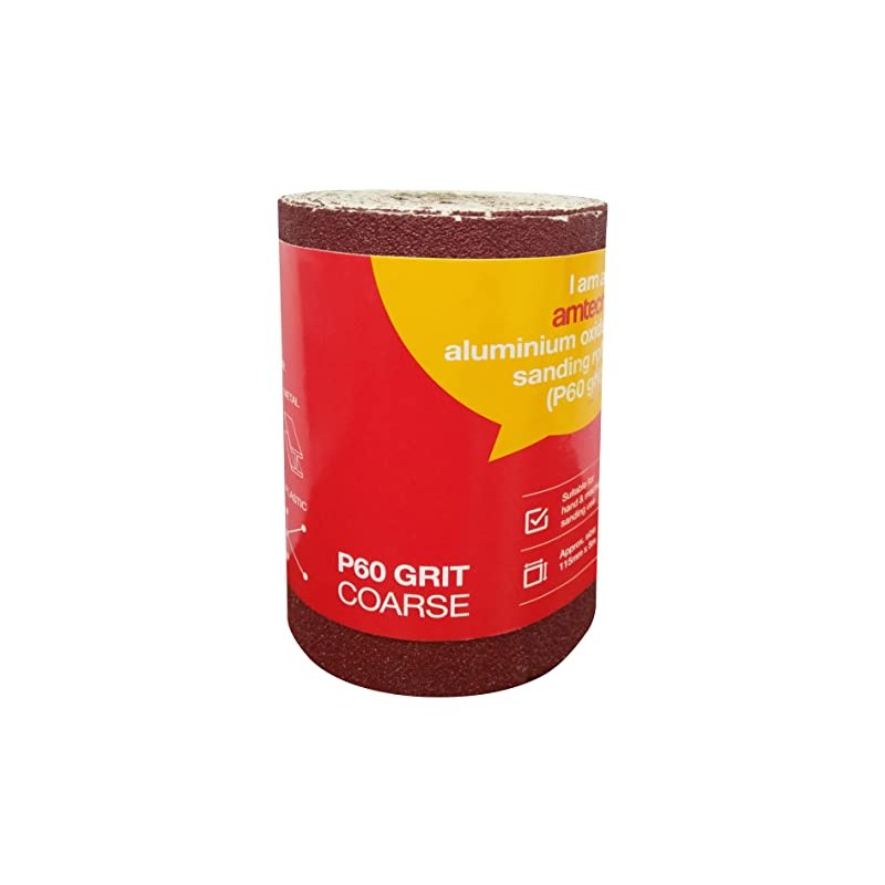 Amtech V4105 P60 grit (coarse) Aluminium Oxide Sanding roll (115mm