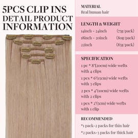 MAXITA Clip in Hair Extensions Real Human Hair, 20 Inch 5pcs 80g Natural Black Real Hair Extensions Natural Straight Hair for Woman