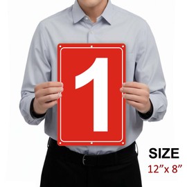 Numbered Sign 1, Aluminum Number Signs for Tennis Court, 12x8 inches Signage for Parking Lots and Public Spaces, Weatherproof and Easy to Install Metal Signs