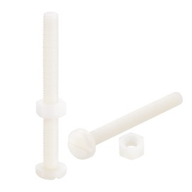 sourcing map 20 Pairs Nylon Screw Nut Assortment M6 x 60 mm Slotted Flat Head Screws & M6 Hex Nuts White