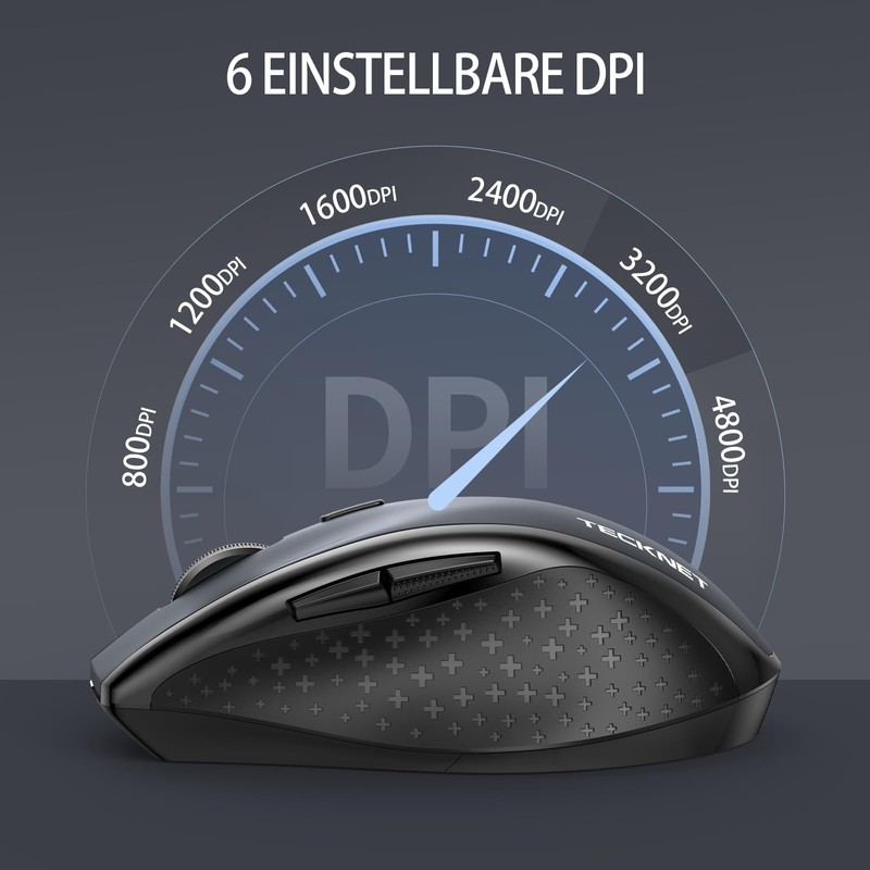 TECKNET Bluetooth Maus, 4800 DPI Maus Kabellos (Tri-Mode: BT 5.0/3.0