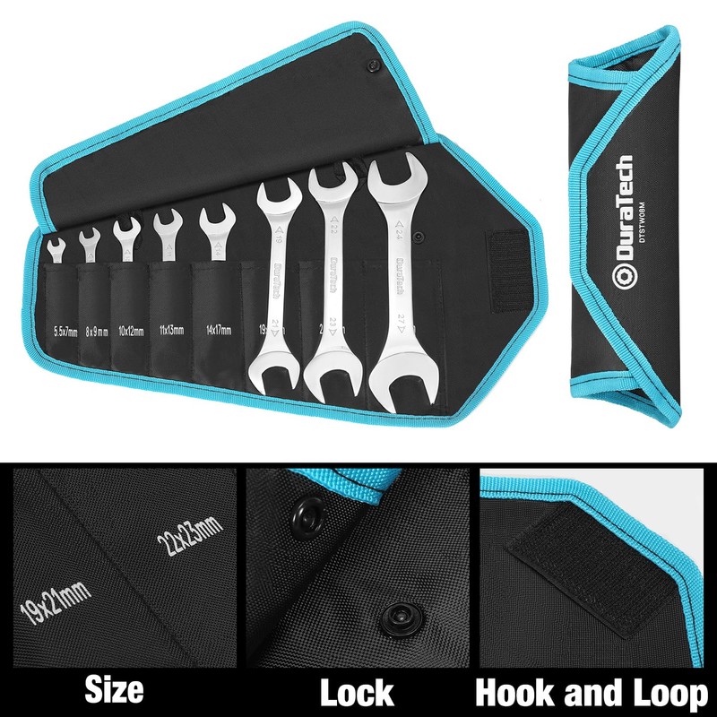 DURATECH Super-Thin Open End Wrench Set, Metric, 8-Piece, Including 5.5,