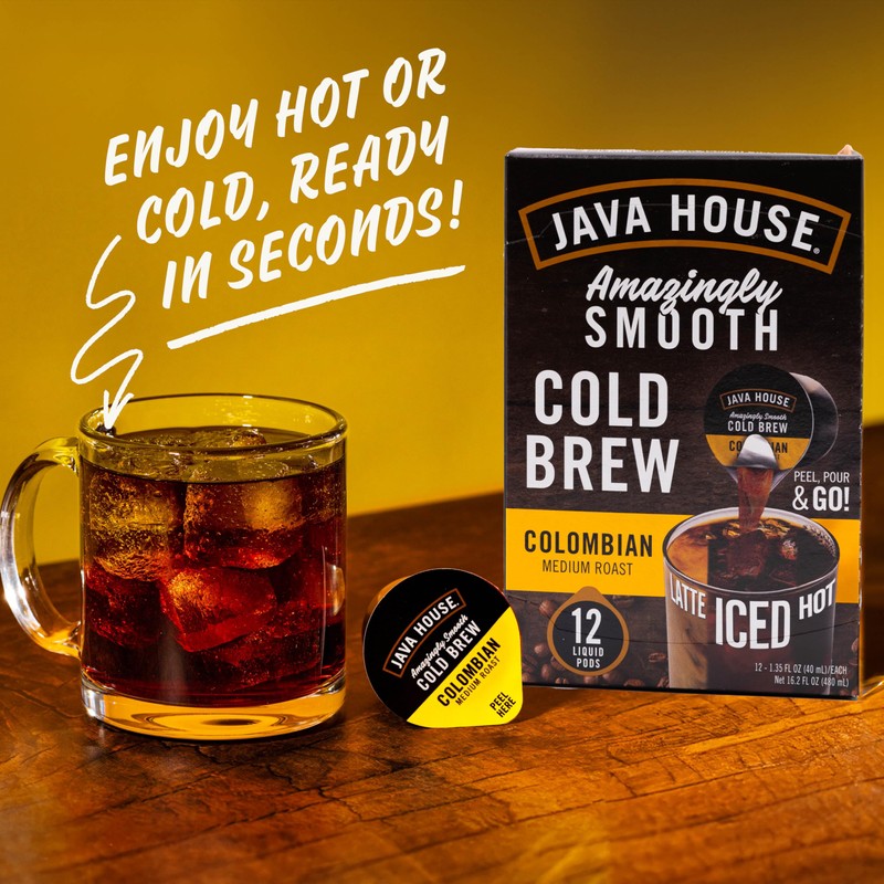 JAVA HOUSE Medium Roast Colombian Cold Brew Pods, (60 Count)