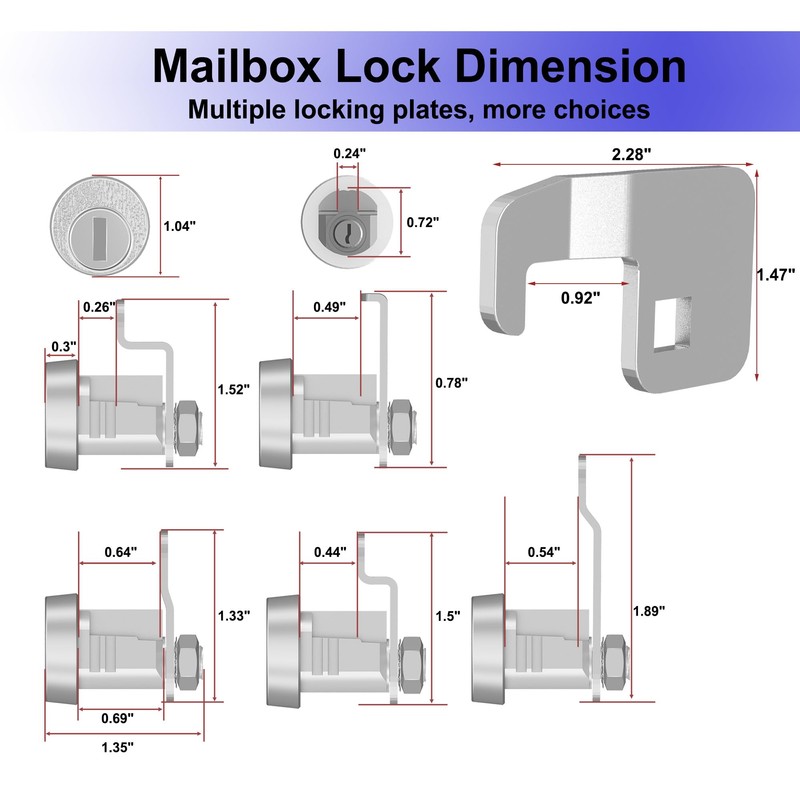 Ymtzfu 1 Pack Mailbox Lock,Mailbox Lock Replacement Heavy-Duty Cam C7120