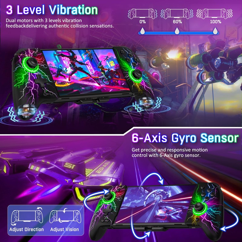 HASACOOL Wireless-Switch-Controller for Switch/OLED,One-Piece Hall Effect Switch Pro Controller Joycon,Handheld