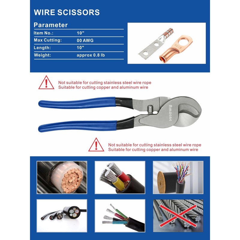 AMZCNC Hydraulic Crimping Tool and Cable Cutter Hydraulic Cable Lug