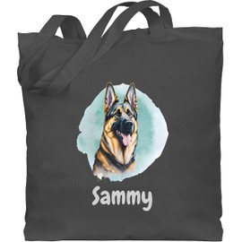 Geschenk mit Namen personalisiert by Shirtracer - Cotton Bag - Dogs - German Shepherd - Dog Owners Gift, 1 Dark Grey, Unit size