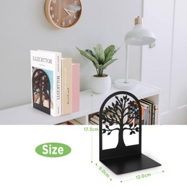 Anhow 2 Pairs Book Ends, Metal Arc Bookends Holders for Children, Schools, Libraries - Black/ 9.3 x 12 x 17.2 cm