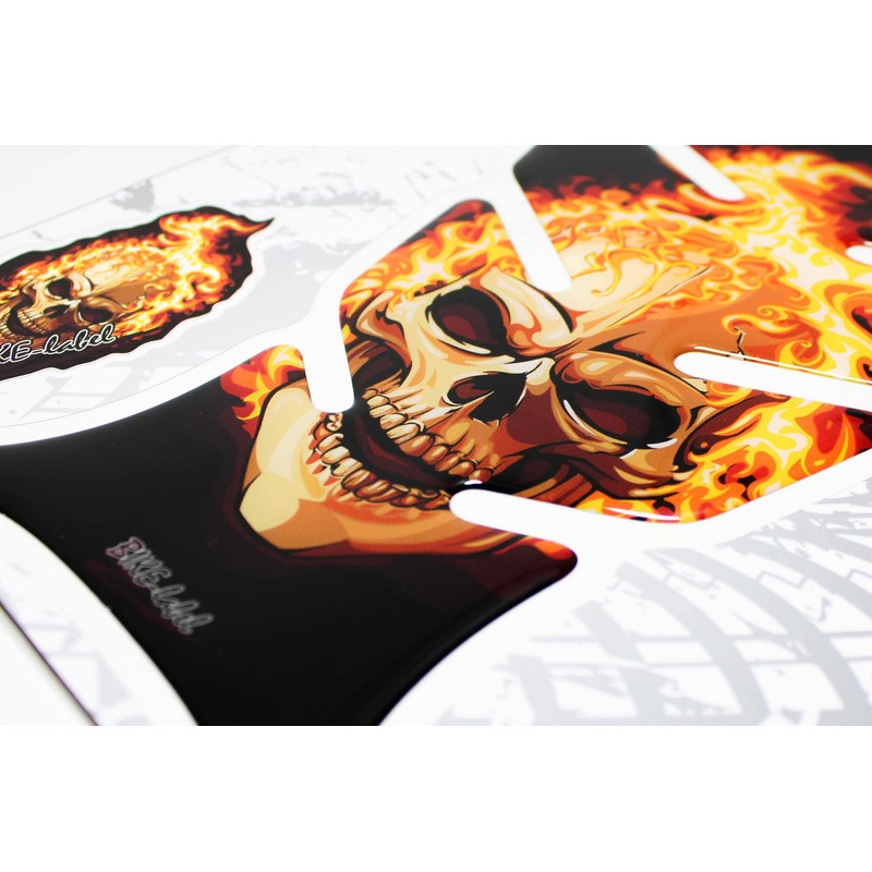 BIKE-label Tank Pad 3D Motorcycle Sticker Ghost Rider Compatible with